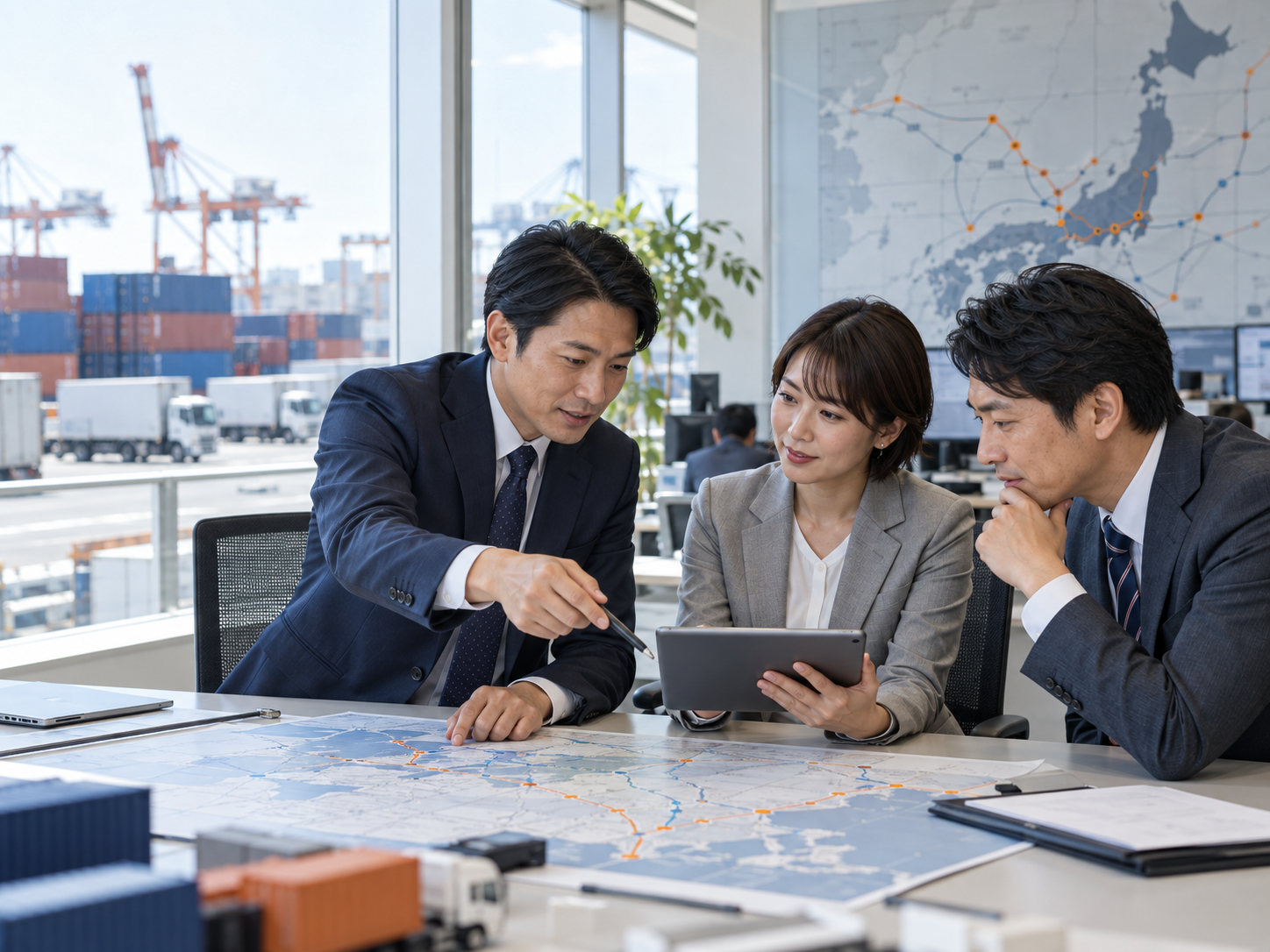 物流の輸送条件を検討するイメージ